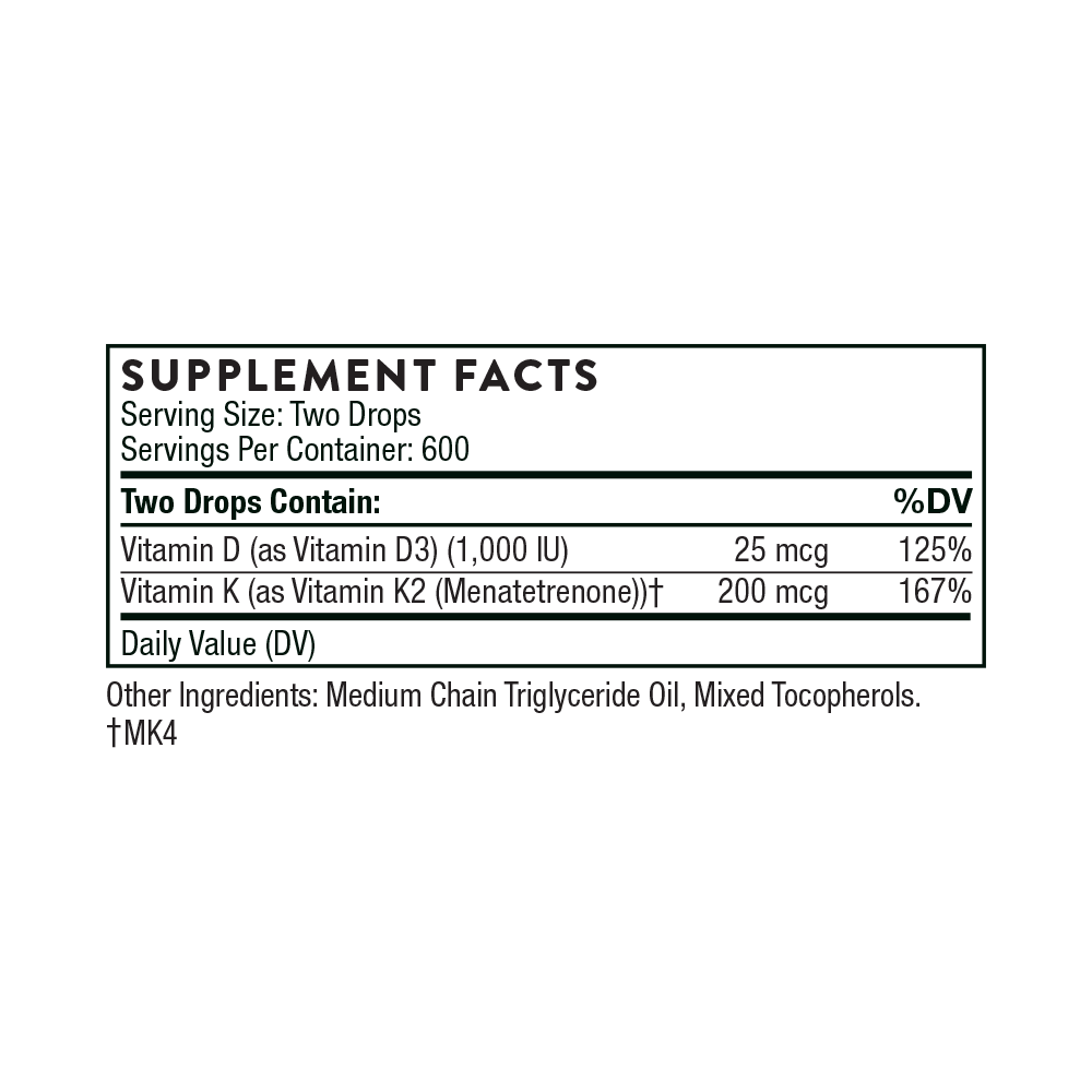 Thorne - Vitamin D + K2 drops
