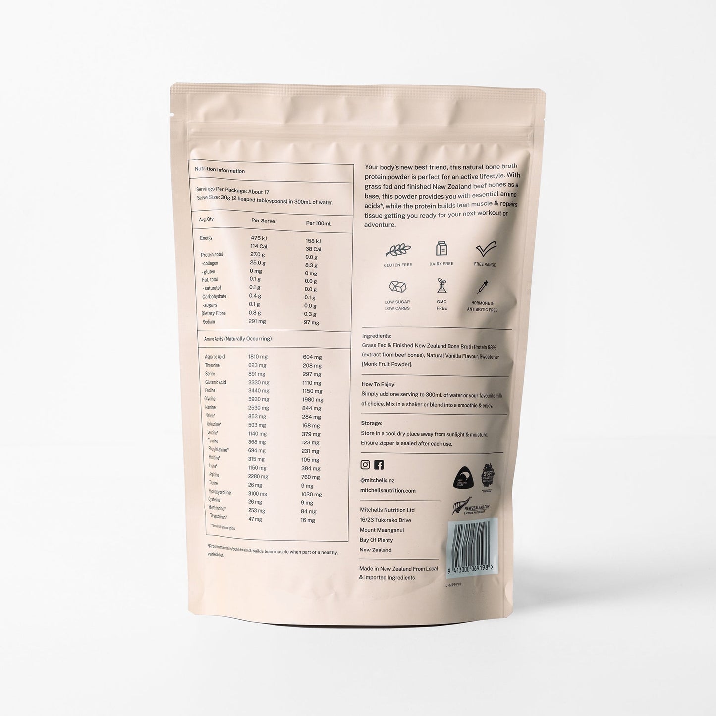 Mitchells Nutrition - Bone Broth Protein Powder